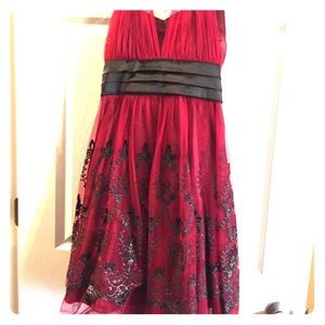 Sequin Hearts Dress - Red/Black